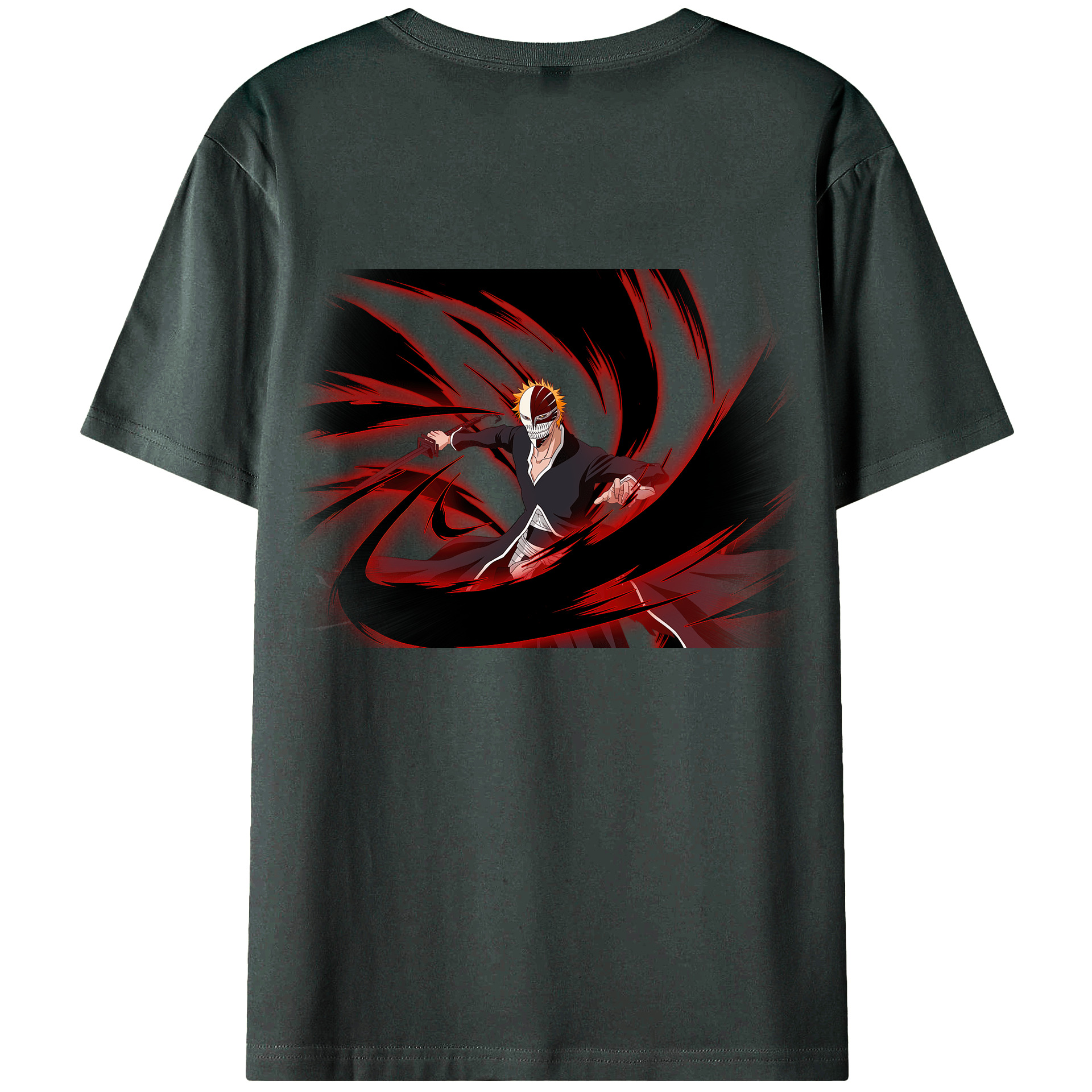 （画像用） ブリーチ 黒崎一護（くろさき いちご）BLEACH Kurosaki Ichigo 綿100％ メンズ半袖Tシャツ（バックプリント） 通気性